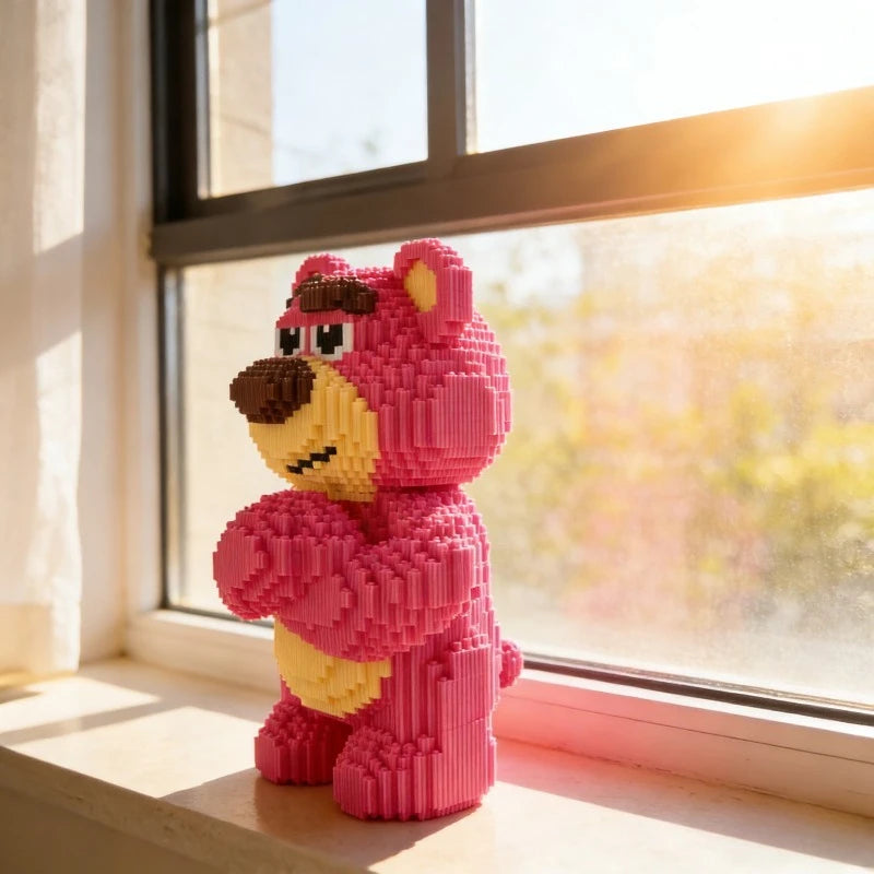 Disney Lotso Strawberry Bear Micro Building Blocks Set 7340PCS 39cm Large Size Bricks Toys for Kids Adults Gift Figure Model