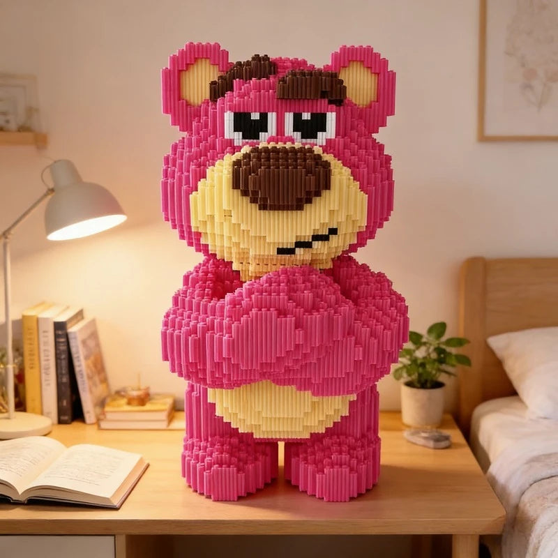 Disney Lotso Strawberry Bear Micro Building Blocks Set 7340PCS 39cm Large Size Bricks Toys for Kids Adults Gift Figure Model