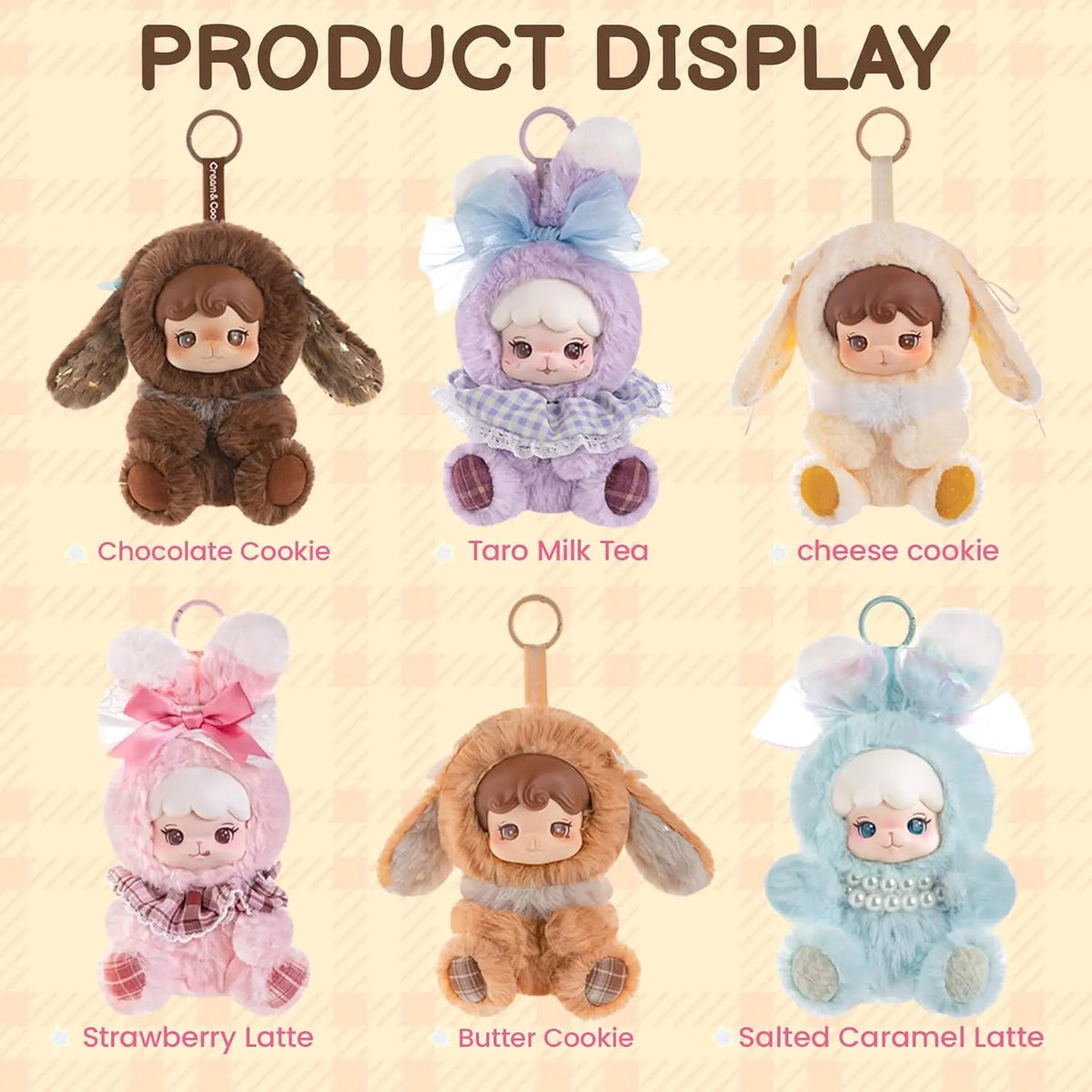 Rolife Plush Toy Blind Box Cream Cookii Bunny Best Friends Plush Keychain Dessert Theme Soft Huggable Bag Charm Gift for Adults