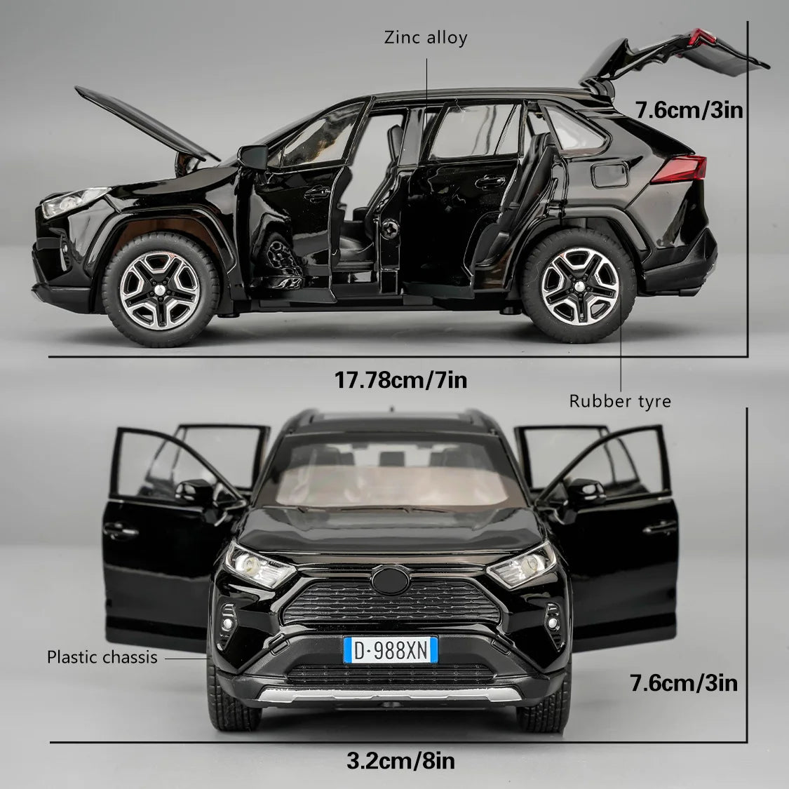 Model Car 1/32 RAV4 Alloy Diecast Collectible Toy Car with Light and Sound Toy Vehicle Door Can Be Opened for Boys Kids Toddler